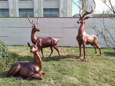戶外園林銅雕大型抽象動物梅花鹿雕塑