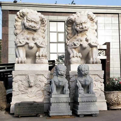 砂石石雕大型仿真動物獅子雕塑