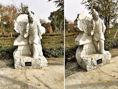 學院景區擺放24孝人物大理石雕像