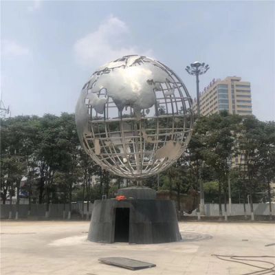 校園廣場不銹鋼金屬鏤空地球儀雕塑